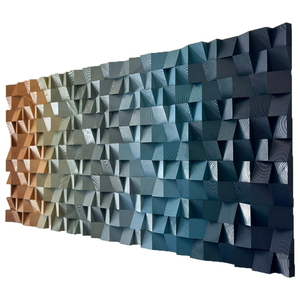 UNIART Gallery Interiors 3D Sculptured Woodblock Handmade Hotel Corridor Vertical Hanging Geometric Wooden Panel Decor <strong>Wall</strong> <strong>Art</strong> - Product Image 1