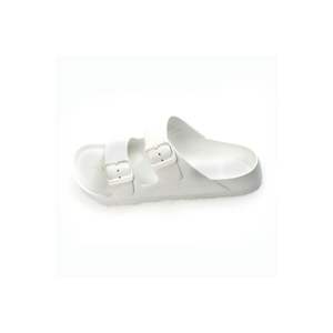 <b>White</b> Women/Girls Summer Beach Textile for Double Buckles Low <b>Heels</b> Fashion Trend Print Comfortable Breathable - Product Image 2