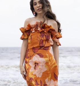 Vestido con estampado floral de algodón indio hecho a mano para mujer, estilo informal para fiesta, boda, luna de miel, regalo de novia personalizado a la venta - Product Image 4