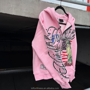 Sudaderas con capucha de lavado ácido con cremallera y logotipo bordado personalizado de primera calidad, ropa de calle, sudadera con capucha con estampado de lana de peso pesado y cremallera completa - Product Image 3