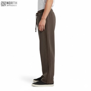 Pantalones de chándal de felpa francesa lavados con ácido vintage con borde crudo de fondo dividido con logotipo personalizado, pantalones de chándal en blanco, pantalones de chándal para correr - Product Image 3