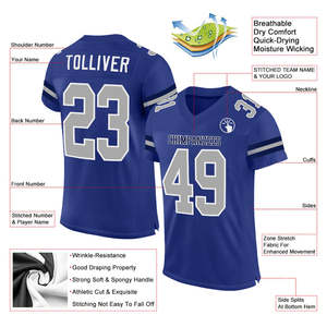 Venta al por mayor de fábrica, camiseta de fútbol americano transpirable bordada para hombres, diseños cosidos personalizados para hombres, uniforme de fútbol americano - Product Image 2