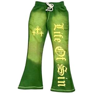 Men's Casual Flared <b>Jogger</b> Track Pants with Elastic Waistband Stacked Sweatpants for Winter Breathable Waterproof Solid Pattern - Product Image 4