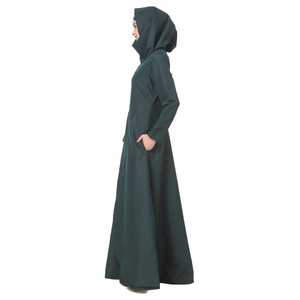 Abaya en tissu crêpe, coupe tulipe, vert foncé - Product Image 4