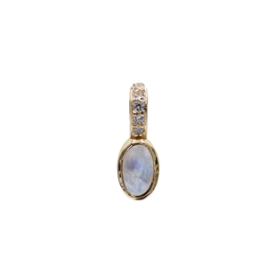Pendentif Pierre de Lune Arc-en-Ciel avec Zircon Naturel Bijoux de Mode en Argent Sterling 925 Plaqué Or avec Diamant Pierre Principale Forme Ovale - Product Image 1
