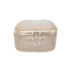 Cesta de malla fina de acero inoxidable con tapa de clip seguro para laboratorio, uso médico industrial, juego de instrumentos, potencia Manual reutilizable - Product Image 3