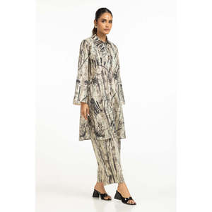 Conjunto Casual de Dos Piezas para Mujer, Color Marrón, Chifón, Primavera/Verano, Talla XS - Product Image 1