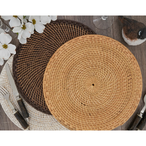 วัสดุหวายสุดพิเศษดีไซน์ทันสมัย,แผ่นรองจานกลมทำมือชุดเครื่องหวายถักจาก Placemats ทรงกลม4ชิ้นสำหรับตกแต่ง - Product Image 2