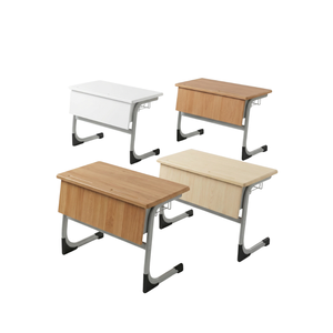 โต๊ะนักเรียนคู่แบบโมเดิร์น หน้าโต๊ะวัสดุเวอร์ซาลิต โครงเหล็ก โต๊ะฝึกอบรม โต๊ะทำงานที่บ้าน โต๊ะคอมพิวเตอร์ โต๊ะเขียนหนังสือ - Product Image 1