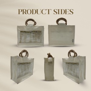 Bolsas de yute duraderas ecológicas al por mayor de primera calidad con personalización de mango de cinta de ventana de PVC transparente - Product Image 3