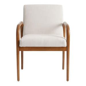 เก้าอี้ทานข้าวไม้สักแท้ รุ่นซามูเอล พร้อมเบาะหนานุ่มสีขาวและเคลือบสีน้ำตาลเงา - Product Image 3