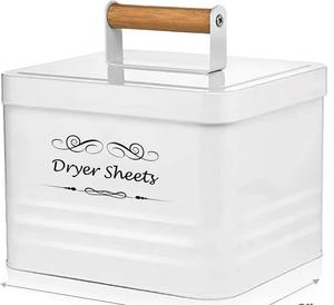 Vintage White Enamel Home <b>storage</b> organization <b>kitchen</b> <b>jars</b> <b>storage</b> box metal <b>for</b> dryer sheets - Product Image 1