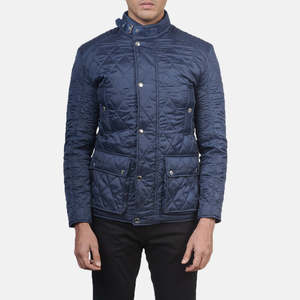 Manteau matelassé bleu Barry, style décontracté, réversible, imperméable, fermeture éclair, taille XS, tissu en cuir, type de fourniture ODM - Product Image 3
