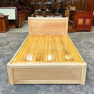 Russian Oak Wood Platform <b>Bed</b> Frame Solid American Modern Design 1.2m <b>Queen</b> Size <b>with</b> <b>Storage</b> for Bedroom or Hotel Use - Product Image 1