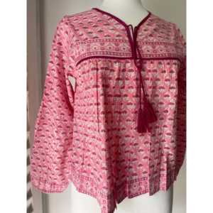 Blusa con Cuello en V - Estampado Floral de Fresas Bordado, Estilo Diario, Tejido de Lino, Algodón y Seda, Tallas XL, XXL, 4XL para Primavera - Product Image 3