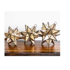 <b>Gold</b> Painted Festive <b>Lantern</b> Modern Elegant Unique Hanging Design Decorative Star Glass Hanging <b>Lanterns</b> Wholesale Supplies - Product Image 5