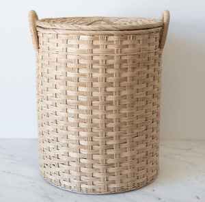 Paniers de rangement ronds en rotin tissés à la main Organisateur naturel durable avec poignées pour chaussures à linge et décoration intérieure - Product Image 4