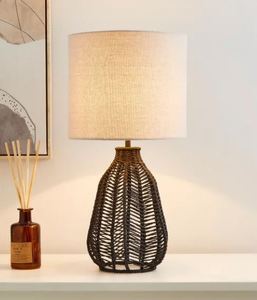 Rope Made Designer Stand and Shade Made of Black Fabric Hand Made Crafted Decorative Table and Desk <b>Lamp</b> - Product Image 4