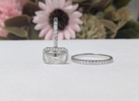 Cincin Kawin Berlian Buatan Laboratorium Potongan Radiant 2 Ct Lurba Jewels, Set Pertunangan Emas Putih 14k Solid, Bersertifikat IGI, Gaya Vintage untuk Pengantin