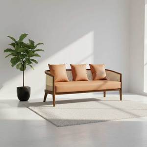 Harvey 1.8m Ash Wood <b>Sofa</b> SFB68090 Extendable Three-Seater with Rattan Mesh Upholstery <b>Sponge</b>-Filled <b>Sponge</b> <b>for</b> Home Furniture - Product Image 2