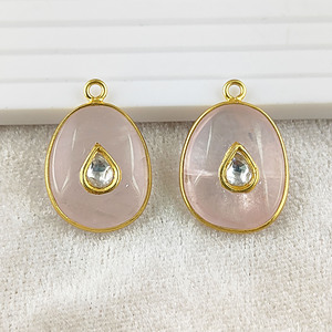 Natural Rose Quartz Tumble Gemstone <b>Pendant</b> Jewelry <b>for</b> Wholesale - Product Image 1