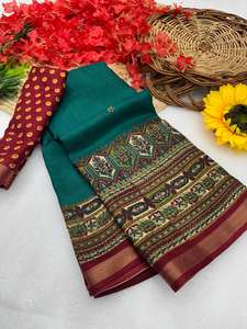 Hermoso Mul Algodón Con Patola Diseño Saree Mujer Moda Fabricante Y Proveedor De La India A Precio Barato - Product Image 4