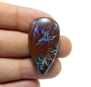 อัญมณีหลวมขัดมันโอปอลคาร์โบชองธรรมชาติจากออสเตรเลียทำด้วยมือรูปทรงลูกแพร์ - Product Image 3