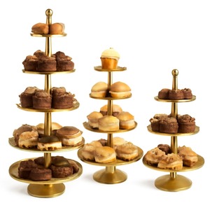 ขาตั้งเค้กโลหะสีทองทรงกลมเหมาะสำหรับเค้กและช็อคโกแลต - Product Image 5