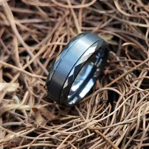 Custom Heren Sieraden Ringen Voor Mannen Rvs Wed Vintage Black Zirkonium Ring Verloving Cadeau Mode Sieraden Heren Heren