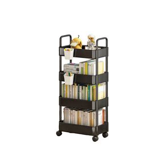 Chariot de rangement à 2 niveaux en plastique, chariot utilitaire roulant, étagères mobiles, organisateur compact coulissant pour <span class=keywords><strong>cuisine</strong></span> et salle de bain - Product Image 4