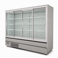 Réfrigérateur commercial FULLKOOL pour supermarchés et magasins de proximité, avec portes coulissantes vitrées verticales, température unique, pour boissons, numérique