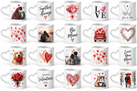 Tasse à café en céramique personnalisée avec poignée en forme de cœur, idée cadeau pour les amateurs de thé et de café, anniversaire, Saint-Valentin, fleurs, rose rouge, OEM