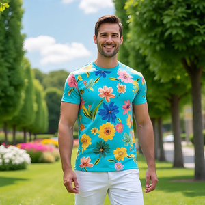 Ensemble de t-shirts et shorts à manches courtes respirants et à séchage rapide pour hommes en tricot d'été par sublimation léger - Product Image 5