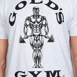 Muscle Joe เสื้อยืดออกกำลังกายผ้าฝ้ายออร์แกนิคสีเทาระบายอากาศได้เสื้อยืดออกกำลังกายเพาะกายฟิตเนสปกติสีทองเข้ายิม - Product Image 4