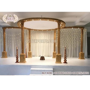 Exclusivas decoraciones de boda indias Maharani de Londres pilares dobles tradicionales Mandap - Product Image 1