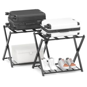 Porte-bagages de couleur noire en fer de qualité hôtelière avec construction robuste conçu pour résister à une utilisation constante dans l'hôtellerie - Product Image 2