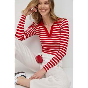 เสื้อสเวตเตอร์ถักลายทางลำลอง คอปกโปโล - Product Image 3