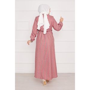 Vestido hiyab Bolero Borgoña a rayas - Product Image 4