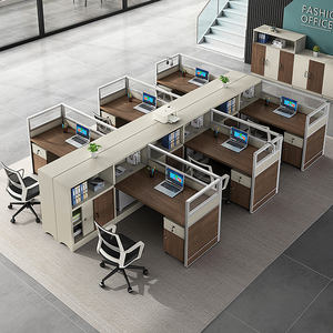 Modern 4-Seater Modular Commercial Office <b>Work</b> <b>Station</b> Desk Durable MDF Panel Material Wooden Office Cubicle Call Center 3-Year - Product Image 2