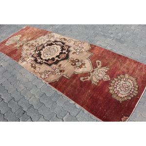 Turkish 3.3x10.2 ft Rug, <b>Runner</b> Vintage Rug, <b>Red</b> Striped Wool Rug - Product Image 2