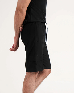 Pantalones cortos Cargo negros para hombre, cómodos y holgados con bolsillos, pantalones cortos de verano de diseño duradero y de alta calidad - Product Image 3