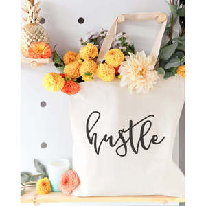 กระเป๋าผ้าแคนวาสแบบรีไซเคิล Hustle Daily Gift ขนาดกลาง เป็นมิตรกับสิ่งแวดล้อม ใช้ซ้ำได้ พิมพ์ลายด้วยความร้อน ตัวอักษรแบบสกรีน ผลิตจาก PP - Product Image 3