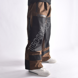 Pantalones de nieve impermeables marrones y negros con diseño de dos tonos Forro cálido de lana Cintura elástica y dobladillo ceñido para mayor comodidad - Product Image 3