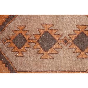 Vintage Patchwork Rug 1.5x2.5 ft Small Eco Friendly <b>Brown</b> Orange <b>Wool</b> Latex Backed Rug - Product Image 5