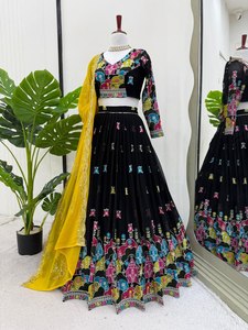 Haute Qualité Noir Designer Ethnique Dernière Georgette Séquence Travail Lehenga Choli Dupatta Party Wear-Prix de gros - Product Image 3