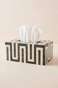 Soporte de caja de pañuelos de madera para el hogar y la Oficina Organizador de escritorio decorativo con diseño de grano de madera natural - Product Image 3