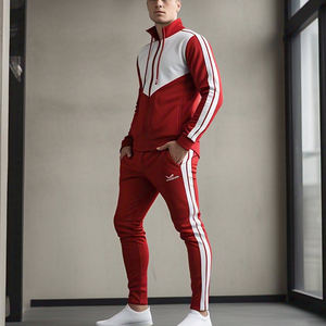 Diseño personalizado Jogger Chándal Hombres Deportes Cremallera Suéter Pantalones de chándal Conjunto Hombres 100% Algodón Poliéster Zip-Up Chándal Hombre - Product Image 3