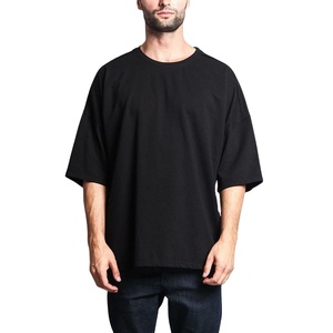 T-shirt surdimensionné à col ras du cou lourd pour hommes Logo personnalisé imprimé 100% coton Cropped Boxy Style - Product Image 1