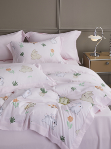 Nhà Máy bán hàng trực tiếp Tencel sợi nhỏ bộ đồ giường <span class=keywords><strong>Comforter</strong></span> Bộ tấm với màu hồng & Mô hình đáng yêu cho trẻ em/trẻ em - Product Image 4