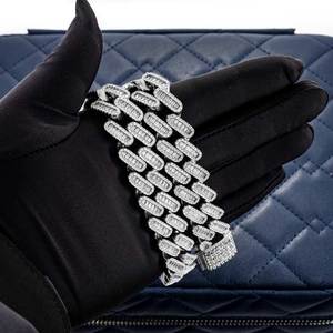 18MM 925 Sterling <b>Silver</b> Gold Plated 32 Carat Sparkling Miami Baguette Stone Moissanite Cuban Link Chain Hip Hop Party <b>Bracelet</b> - Product Image 4